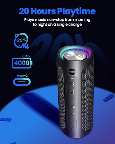 Miniatura 6 de Altavoces Bluetooth  Altavoces portátiles Bluetooth inalámbrico (100 pies), sonido estéreo fuerte de 24 W, luces LED, tiempo de reproducción de 20