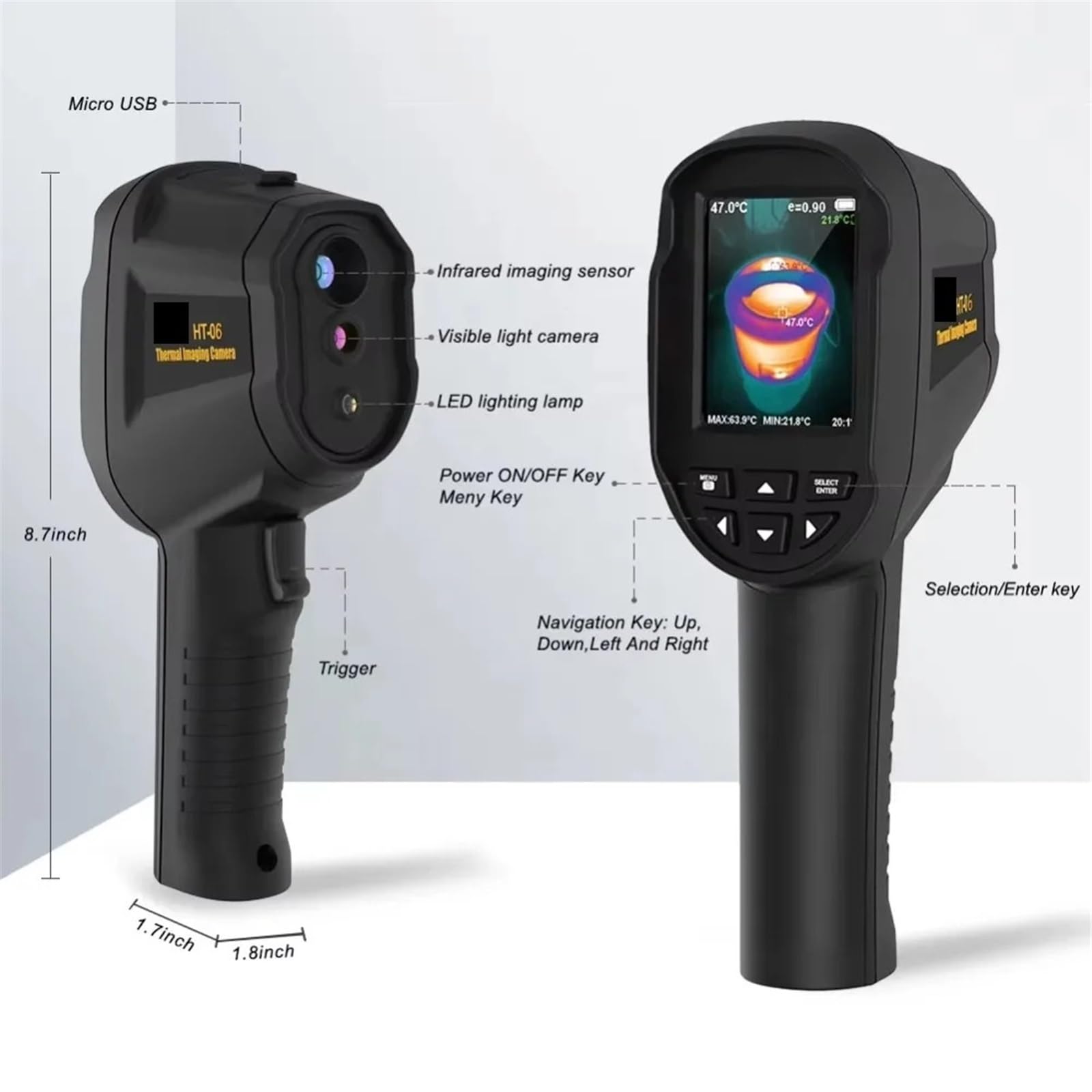 Termocamera con Telecamera visiva da 2 MP, termocamera a infrarossi 256x192 con WiFi, Scanner Termico
