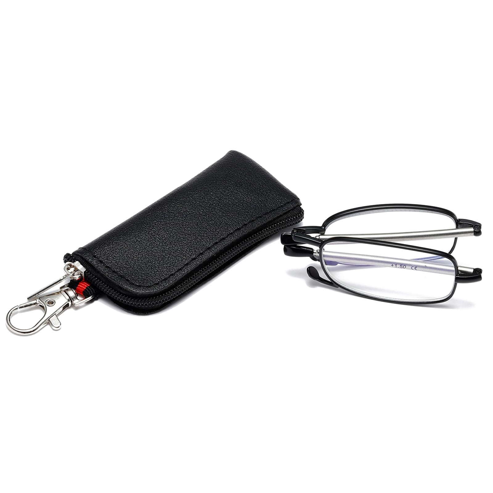 OWTXIS Folding Reading Glasses for Men Women, Keychain Compact Readers Blue Light Portable Pocket Eyeglasses