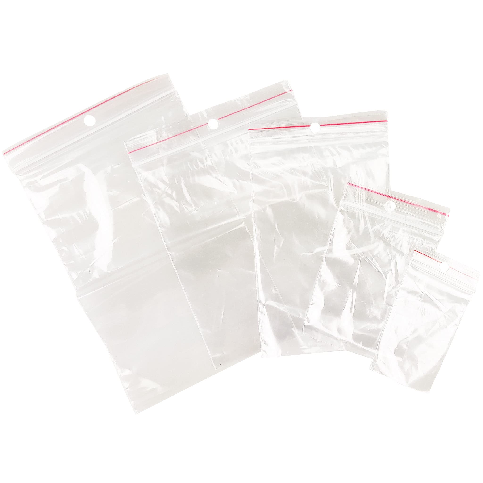 Netuno 500 Sacchetti con Chiusura a Pressione Trasparenti Mix Misure grandi (100 pezzi x 5 formati) bustine plastica Polietilene Buste con Zip Sacchetti di Plastica Richiudibili Polybags Trasparenti