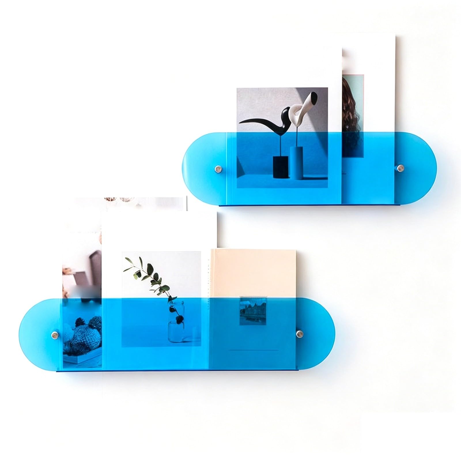 Bananaww Acrylic Wall Hanging File Holder Record Holder Magazine Rack Floating Bookshelf Brochure Display Organizer Home Wall Book Racks for Home Office