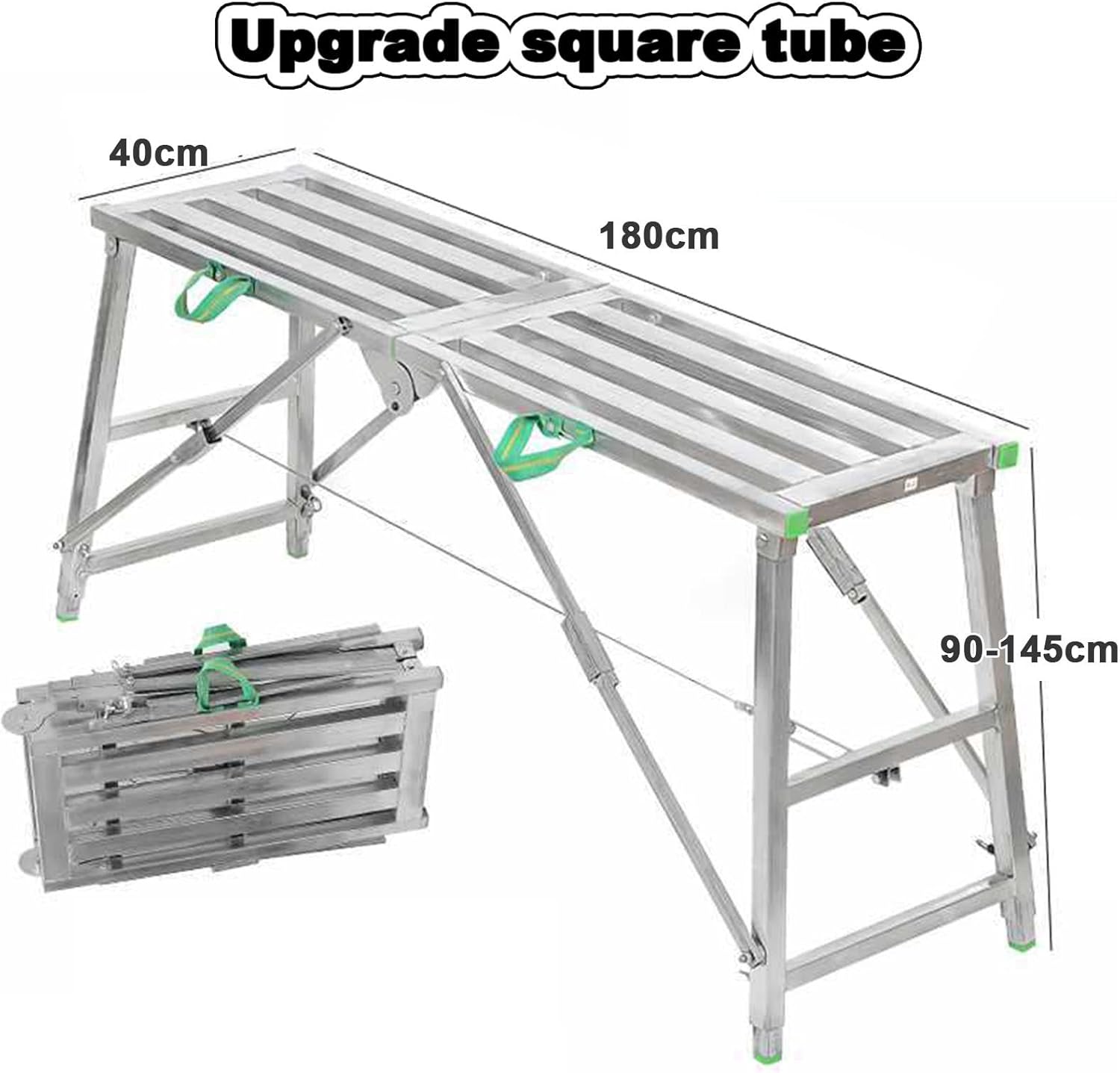Multipurpose Scaffolding Equipment Adjustable Work Platform Portable Folding Scaffold Tower Ladder Stool Work Bench for Washing Vehicles, Cleaning Windows, DIY, Maintenance Work,200cm (180cm