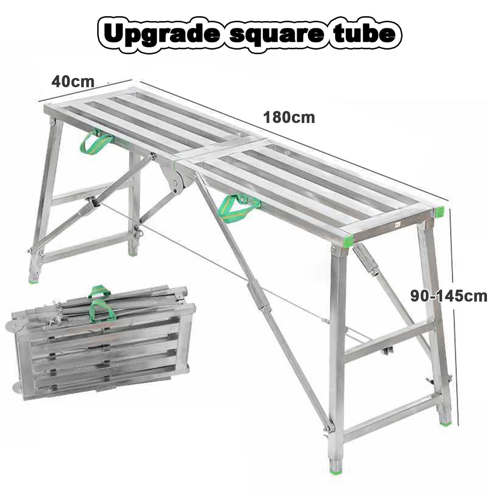 Przenośna składana aluminiowa drabina rusztowania o regulowanej wysokości, 180 cm, platforma schodkowa do mycia pojazdów, czyszczenia okien, DIY, konserwacji i ulepszania domu