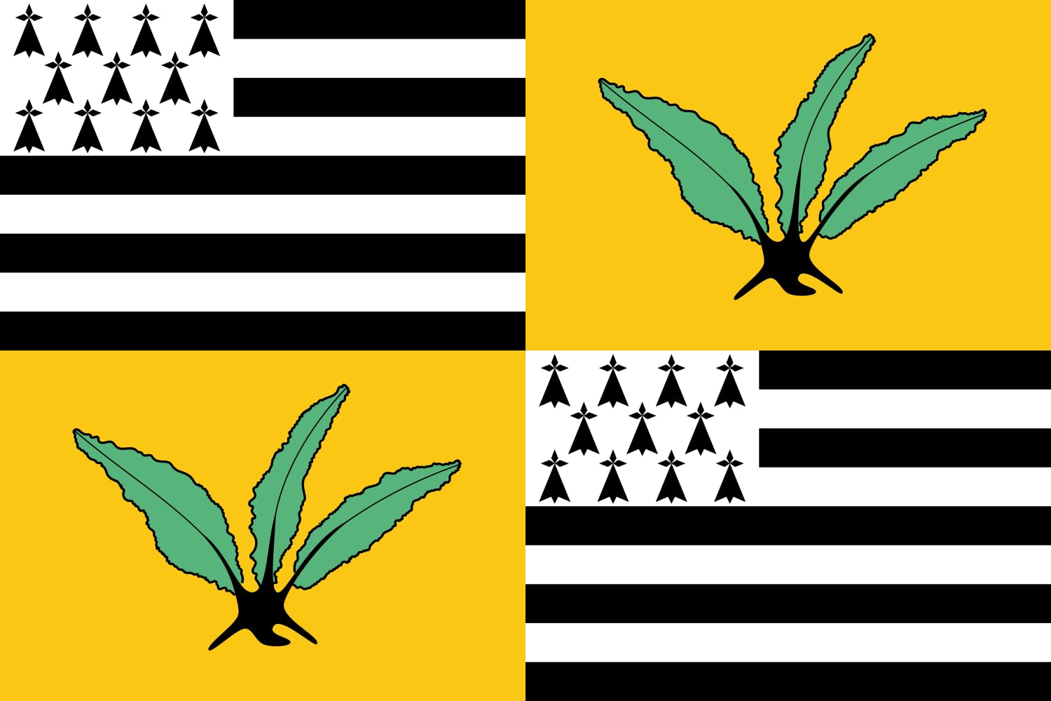 Drapeau du Pays de Fougères grand modèle pour vos fêtes bretonnes