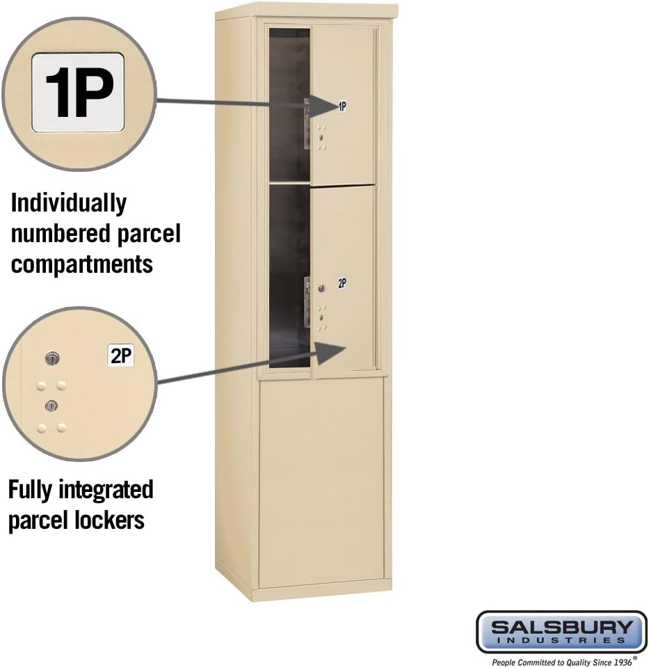 Salsbury Industries 3911S-2PSFU Free Standing Horizontal 4C Mailbox, Sandstone