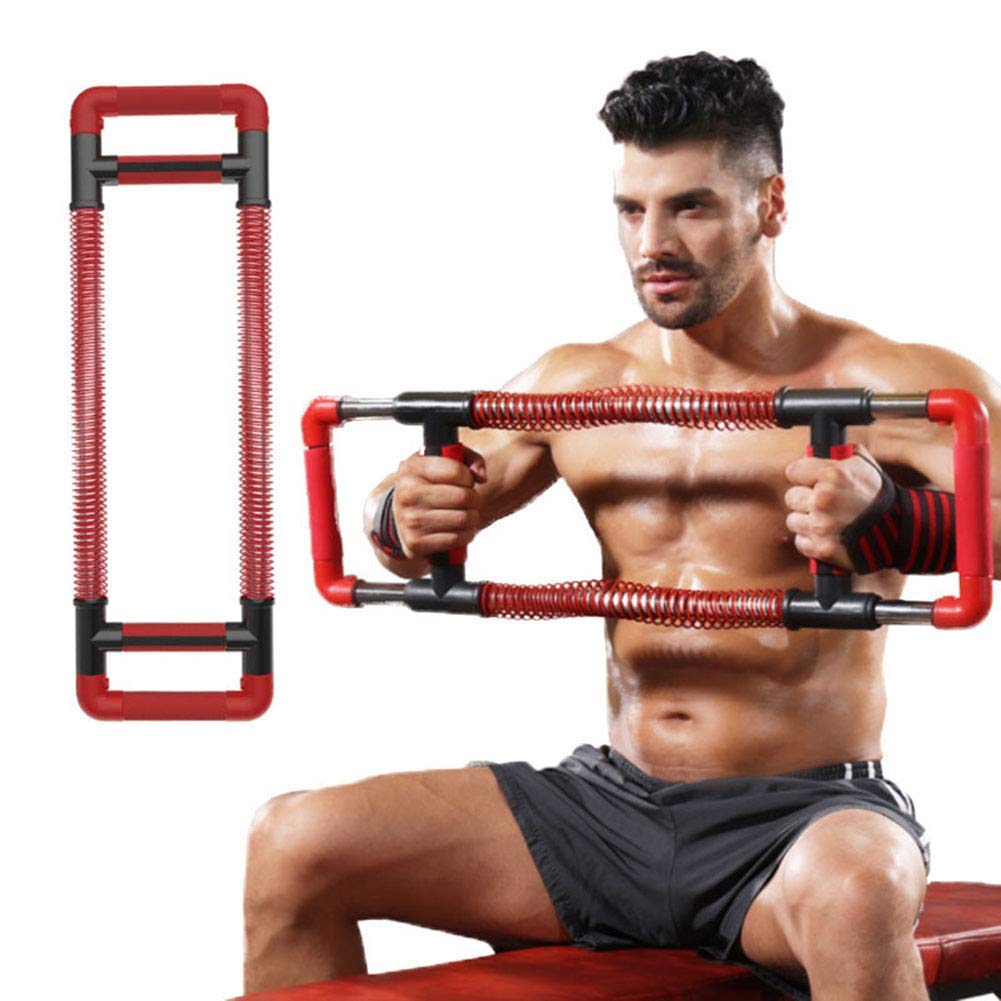 Máquina de Barra de flexión, expansor de Pecho con Resorte Doble de Acero Inoxidable, para Entrenamiento de Brazos, Pecho, Abdomen y Espalda, 50 kg/110 LB