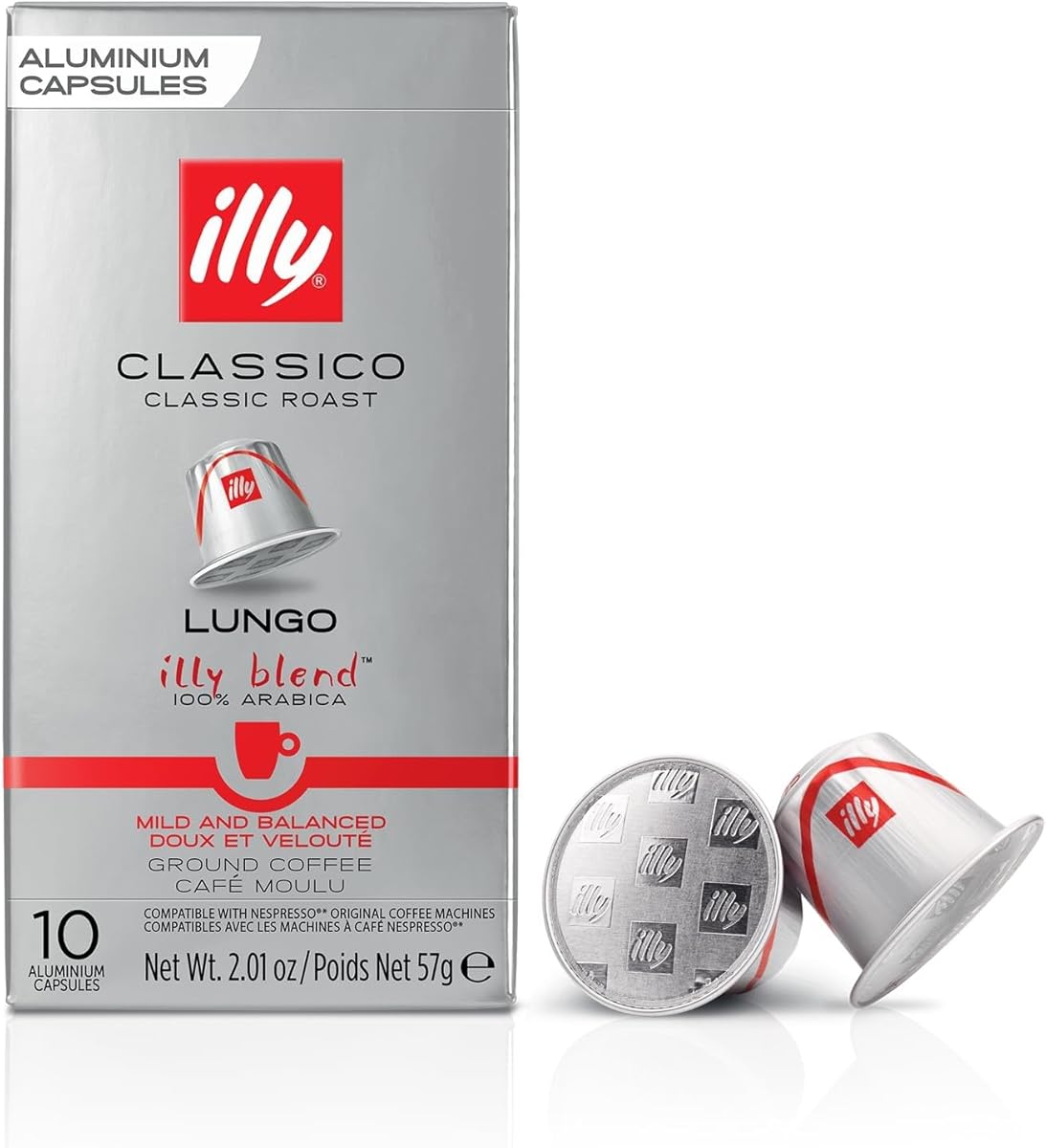 Illy Espresso Compatible Capsules - Single-Serve Coffee Capsules &amp; Pods - Classico Lungo Roast - Notes Of Caramel, Orange Blossom &amp; Jasmine Coffee Pods - For Nespresso Coffee Machines – 10 Count