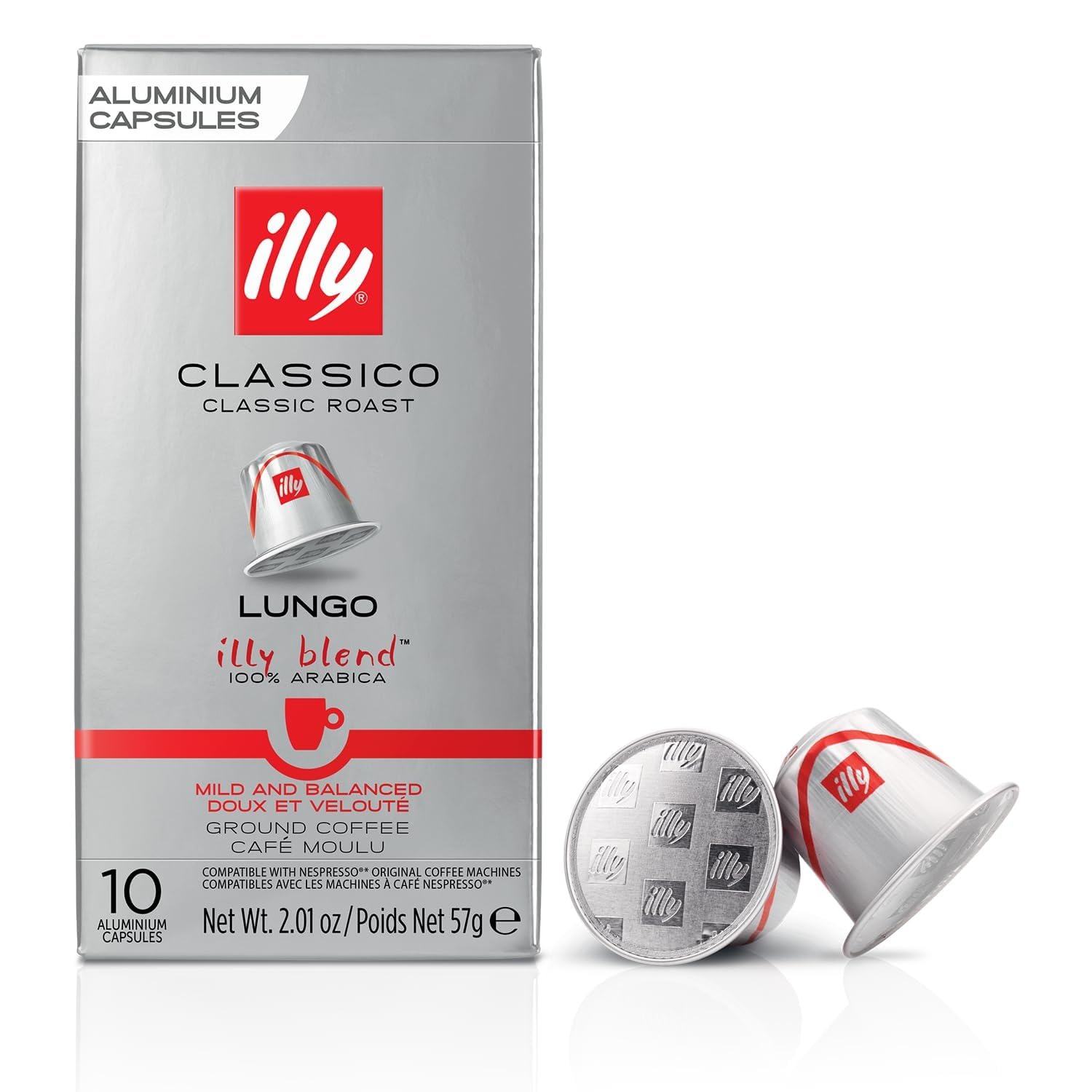 illy Coffee Nespresso Compatible Capsules, Lungo, Aluminium Coffee Capsules, Pack of 10