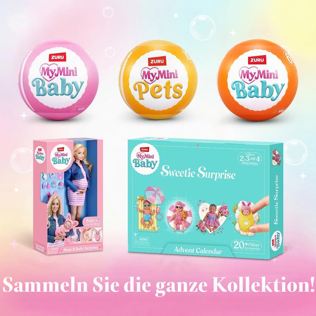 My Mini Baby Advent Calendar von ZURU – 2 exklusive Puppen und über 20 sammelbare Accessoires. Ein festliches Miniatur-Countdown-Set für Mädchen und Puppensammler