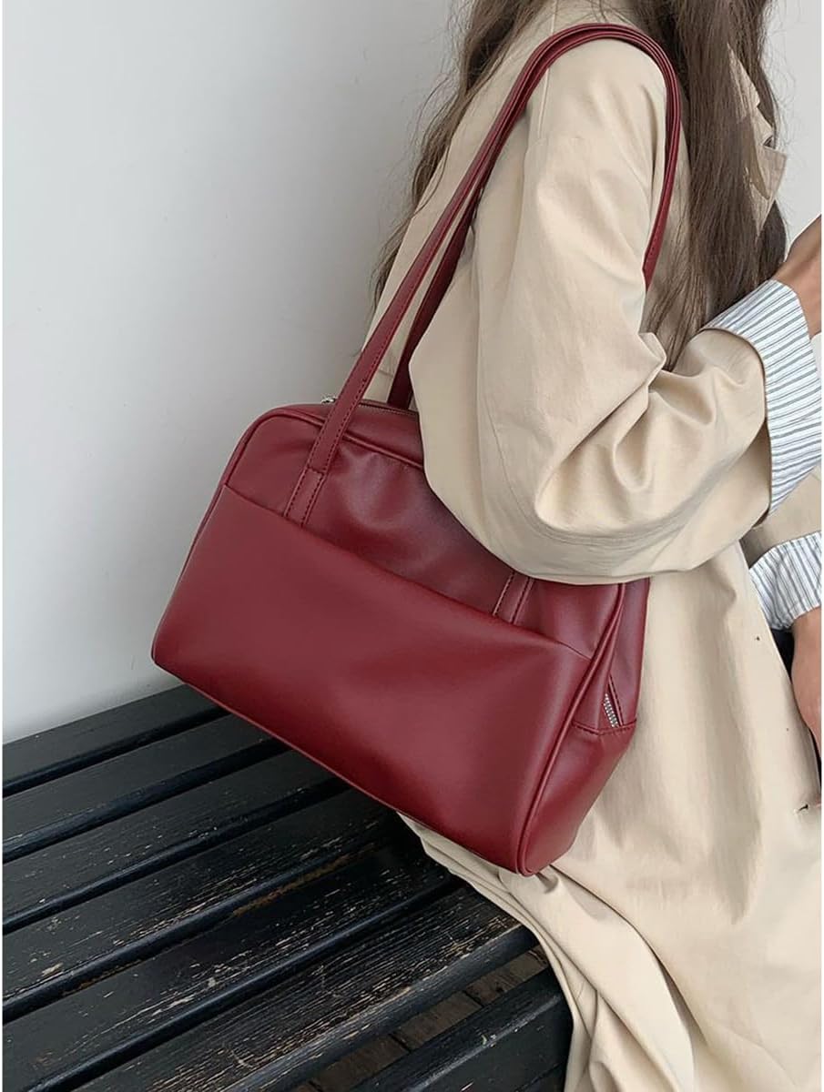 Korean minimalist style synthetic leather shoulder bag, large capacity commuting fashion trend women's handbag tote - Image 5