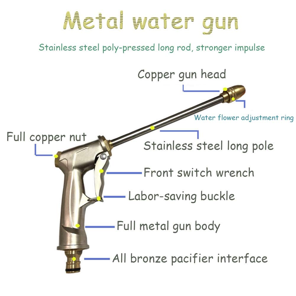Tubo da giardino ad alta pressione per lavaggio auto pistola in ottone massiccio raccordi pistola a spruzzo tubo magico espandibile flessibile (5 m)