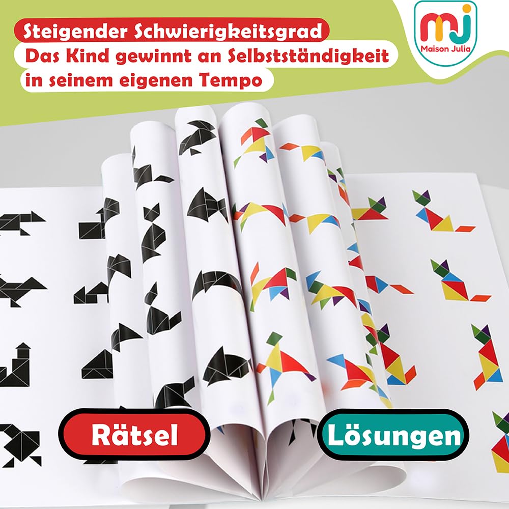 Tangram Kinder Magnetisches - Montessori-Lernspiel ab 3 Jahren - Smartes Reise-Puzzle - Ruhige Beschäftigung Zug, Flugzeug und Auto - Denkspiel - Geschenk zu Weihnachten & Geburtstag