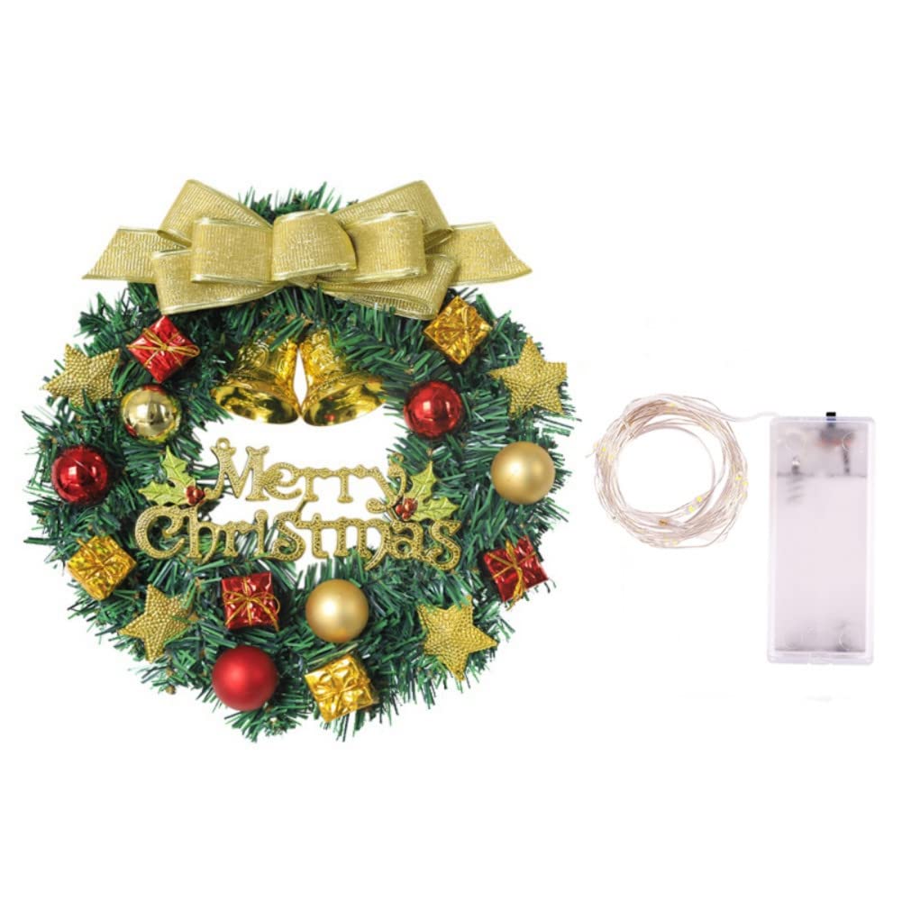クリスマスリース　ライト付き Amazon.co.jp: ライト付き人工クリスマスリース、玄関用12インチ