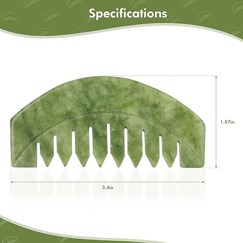 Miniatura 9 de airogym 2 peines de masaje de jade natural, peine de cuero cabelludo raspado Guasha, herramientas de masaje de cabeza multifuncionales, masajeador