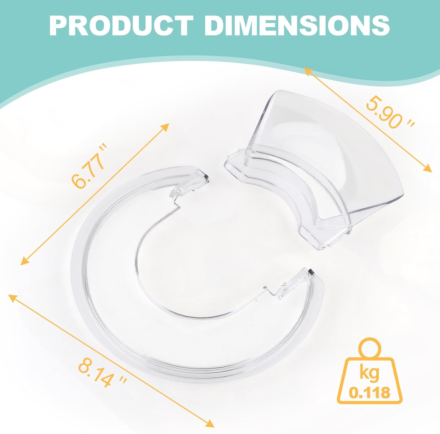 3.5QT Pouring Shield for KitchenAid Mixer Tilt-Head Stand Mixer 3.5 Quart Splash Guard with Removable Pouring Chute Mixer Accessories Scompatible Teel/Glass/Ceramic Bowls