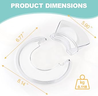 3.5QT キッチンエイドミキサー用注ぎ口シールド チルトヘッドスタンドミキサー 3.5クォート スプラッシュガード 取り外し可能な注ぐシュートミキサーアクセサリー付き 互換性 Teel/Glass/セラミックボウル