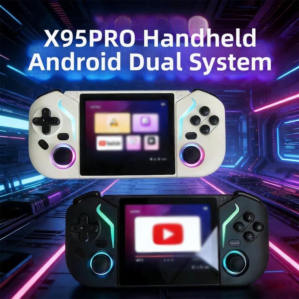 X95pro Console portable rétro avec plus de 20 000 jeux intégrés Écran IPS 3,5" Batterie 3000 mAh et stockage extensible jusqu'à 256 Go (Noir)