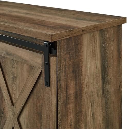 Miniatura 9 de Walker Edison Richmond Modern Farmhouse Sliding Barn Door Stand for TVs up to 65 Inches, Without Fireplace, Rustic Oak Roble rústico,Roble blanco y