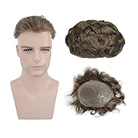 Vista 7 de Piezas de cabello humano tipo tupé para hombre, piel fina y suave con nudo en V de 0.001 in, repuesto de cabello de 8 x 10 pulgadas