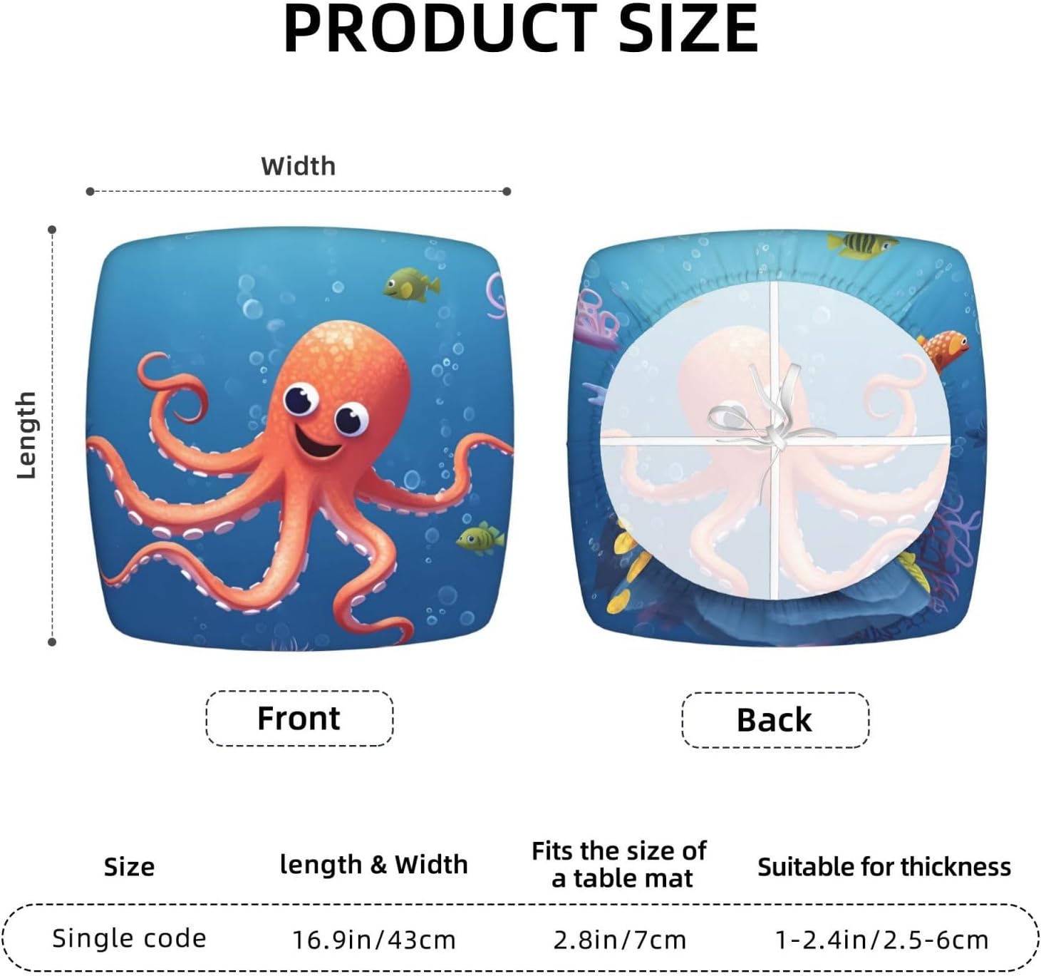 2pcs Stretch Seat Covers Set Cartoon Octopus Fish Chair Cover for Dining Room Removable Chair Seat Slipcovers