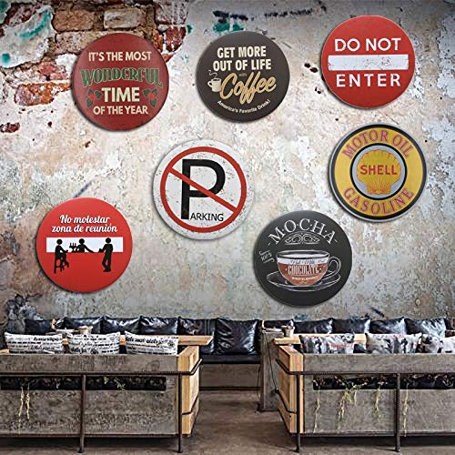 Motorcycle Garage Shop Round Metal Tin Sign Suitable For Home And Kitchen Bar Cafe Garage Wall Decor Retro Vintage 12 X 12 Inch #TOP5