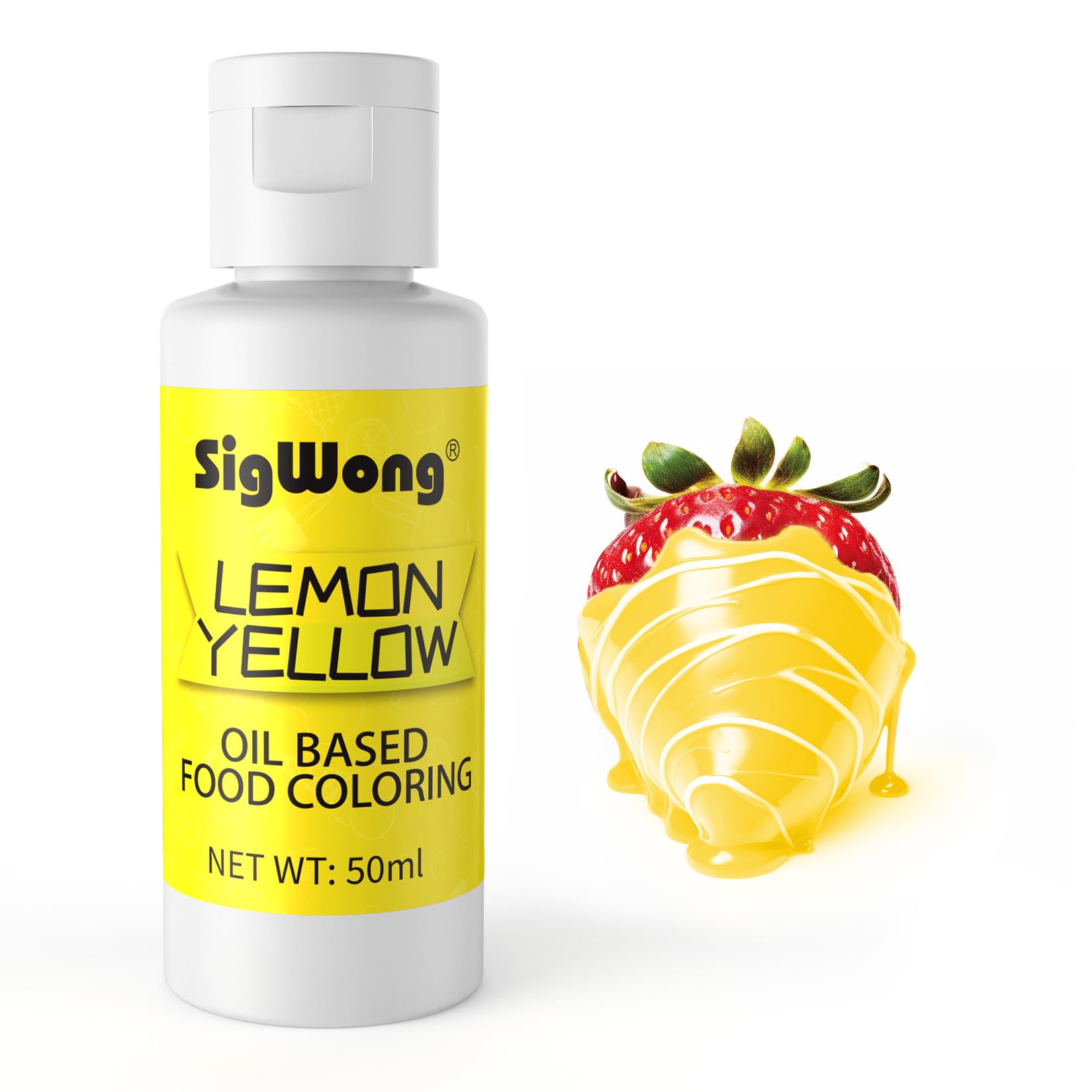 Oil Based Food Coloring for Chocolate - 50ml Lemon Yellow Upgraded Edible Oil Based Food Dye for Cake Decorating, Baking, Candy Melts, Cookie, Icing Frosting, Fondant, Meringues - 1.69 Fl.Oz Bottles