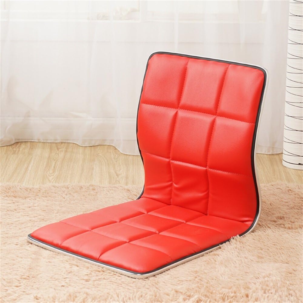FFLSDR Floor Chair Lazy Sofa Japanese Style Wooden Single Bed Legless Dormitory Computer Chair (Color : Red)