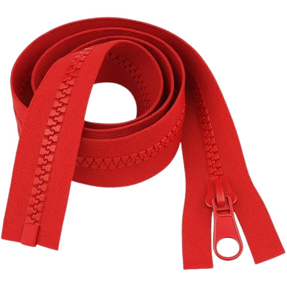 Open-Ended Chunky Zip Red 6" (15cm) - Heavy-Duty #5 Plastic Teeth Separating Zipper for Sewing & Repairs: Purses, Pouches, Pencil Cases, Small Bags & Craft Projects by Giddy Square — image 1