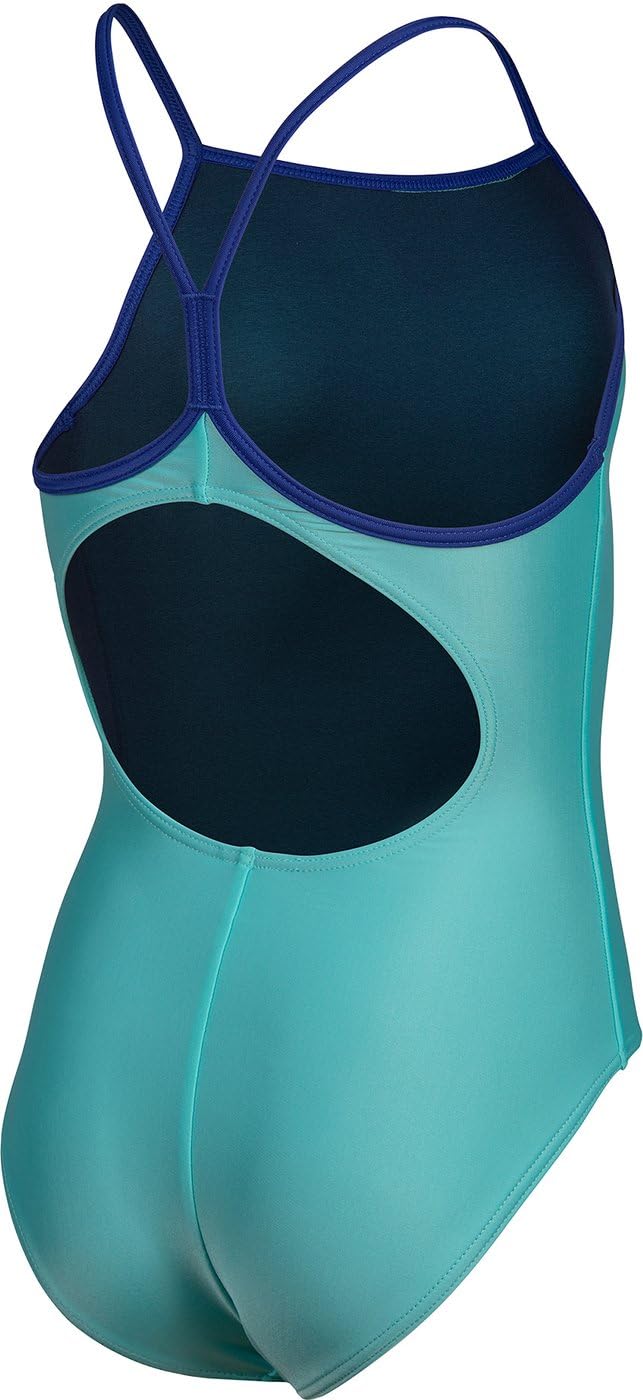 ARENA Girl's Swimsuit Light Drop SOLID NEON Blue Multi