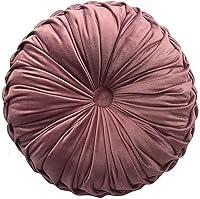 Teieas Velvet Pleated Round Throw Pillow Cushion Blush 15" - Soft Luxe Decor for Couch, Sofa, Bed, Car