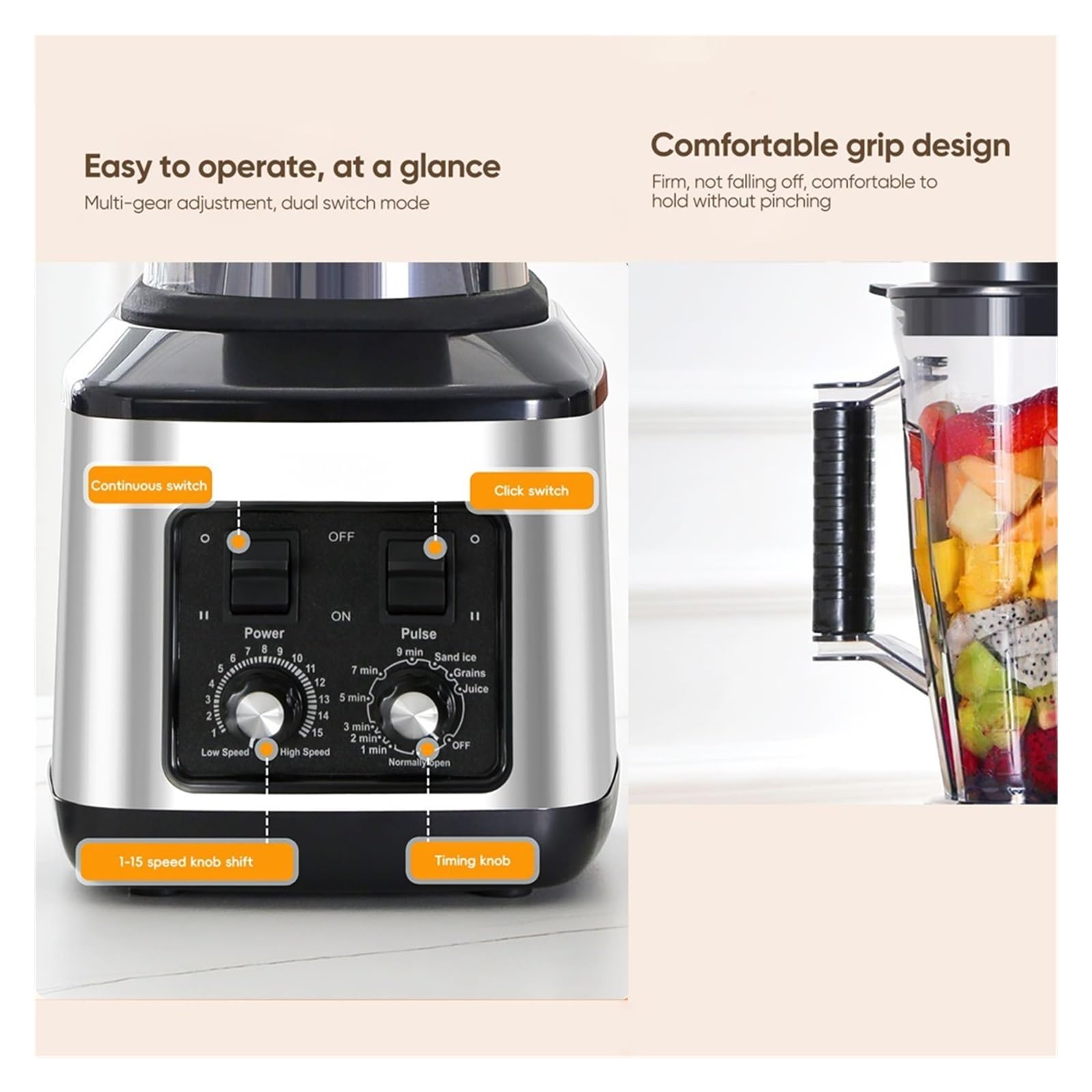 Frullatore Elettrico 3 In 1, Potente Multifunzionale Da 9500 W, For Frullati, Contenitore L +,5 + 0, Robot Cucina Mescolamento Energico