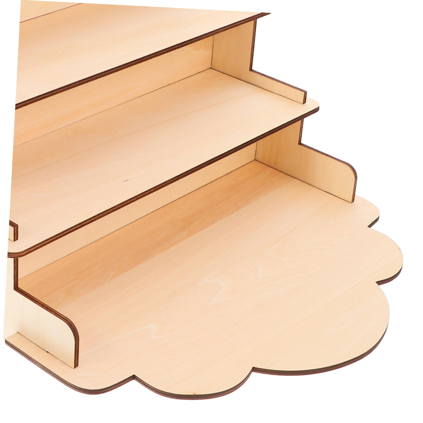 Expositor de Tarjetas de Madera Beige Niveles para Mostrador | Organización en Sobremesa, Estructura Escalonada, Diseño Simple Moderno