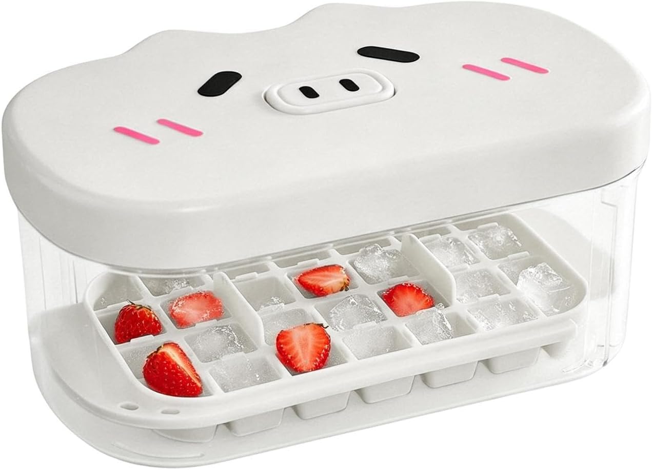 Ice Tray, Stackable 24 Cavity Mould with Container and Lid - Ice Molds for Preparing Cocktails | for Whisky Coffee Drinks and in Freezer and Kitchen