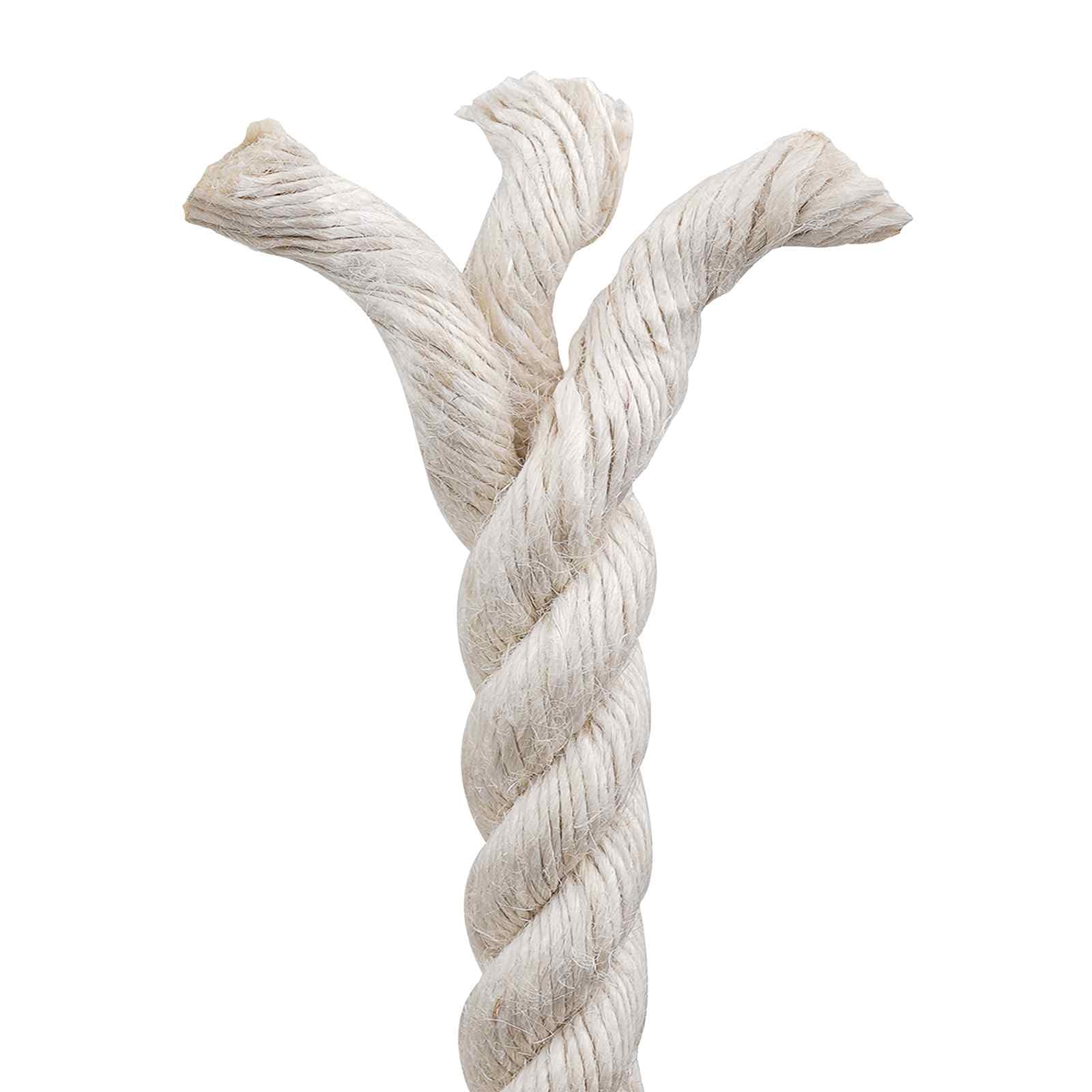 Cuerda de yute de 20 mm, color blanco, 100% fibras naturales, 3 hebras
