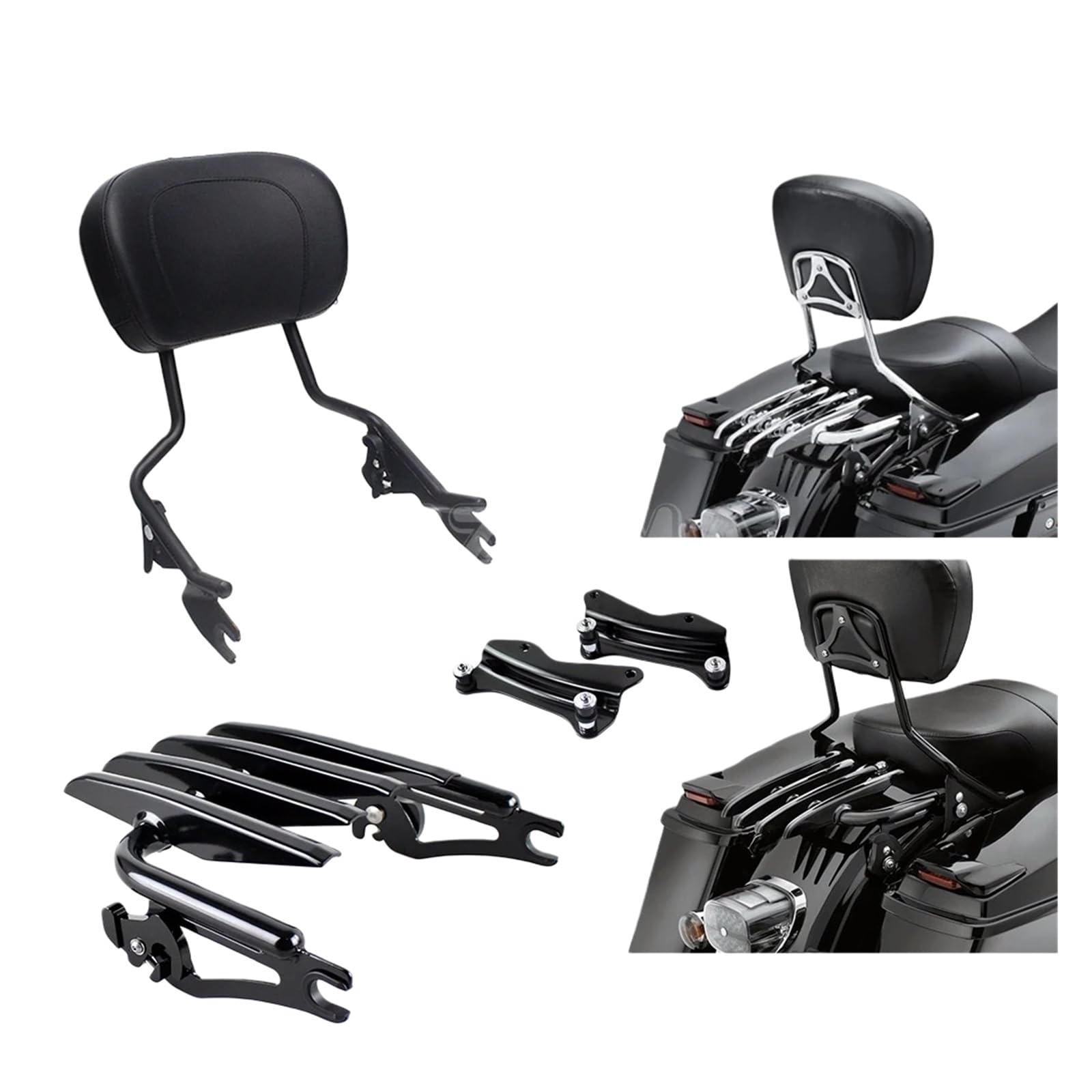 Poduszka Na Kufer Motocyklowy Pasuje do Harley Road King CVO Street Glide specjalny motocykl Stealth odpinany bagażnik oparcie Sissy Bar(Black Stealth Rack)