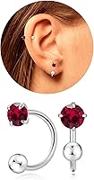 Vista 25 de Tiny 3mm Natural Birthstone Earrings for Women Teen Girls Small Huggie Half Hoop Earrings Tiny Cartilage Hypoallergenic Stud Screw Earrings