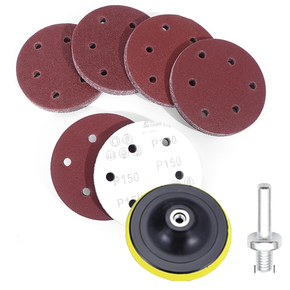 50Pc 5 Inch Sanding Discs Pad for Die Grinder -Sandpaper with Hook and Loop Base and Metal Shaft for Polishing and Finishing(320grit)