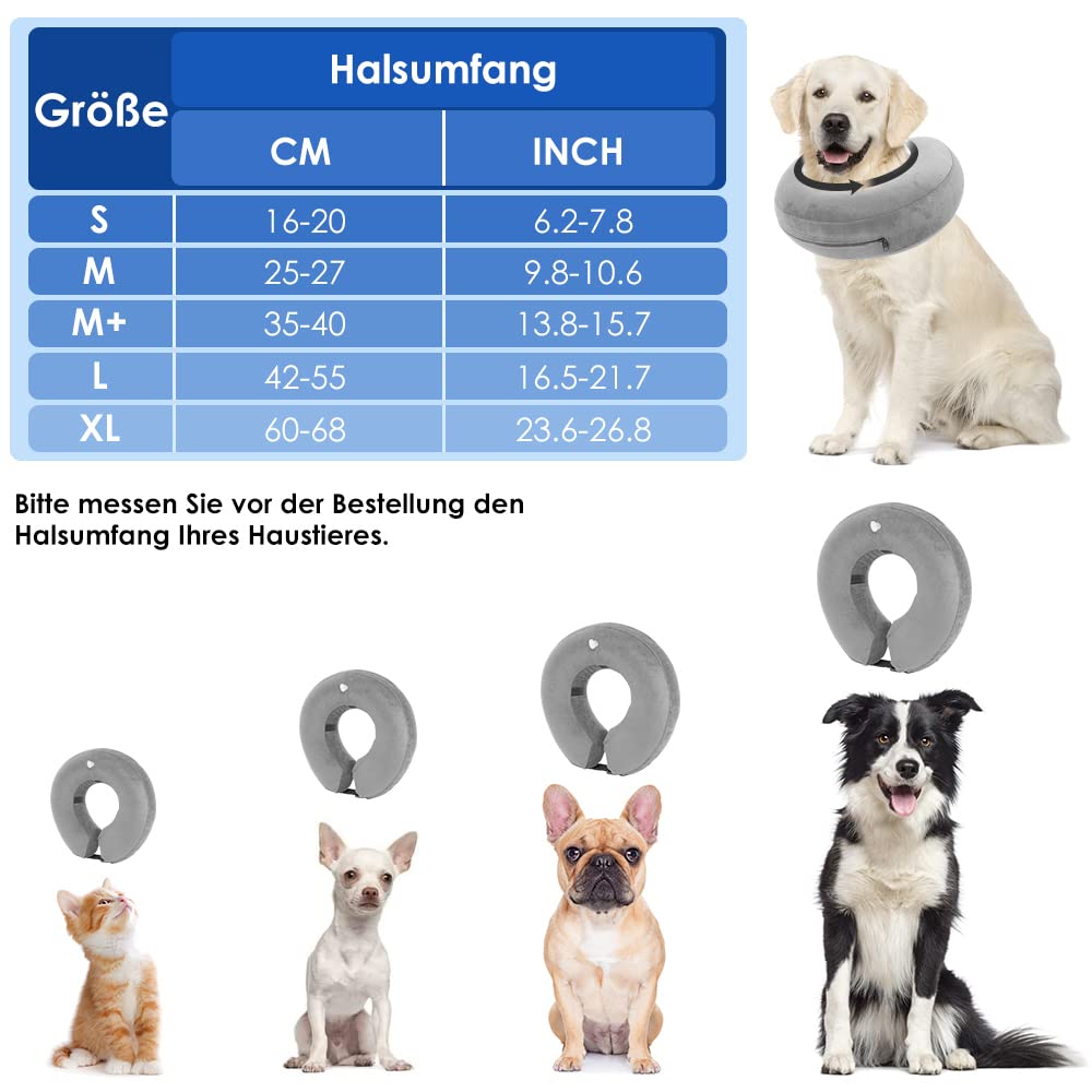 Nasjac aufblasbare Halskrause Hund & Katze, Verstellbarer weicher und bequemer Hundekragen Leckschutz mit Schnellverschluss, verhindern, DASS Haustiere nach der Operation Wunden berühren und lecken