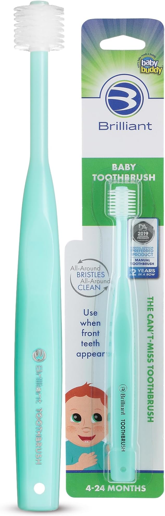 Baby Buddy 360 Toothbrush Step 1 Stage 5 for Babies/Toddlers, Kids Love Them, Green by Baby Buddy
