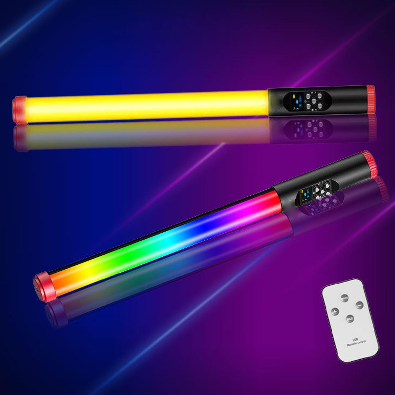Fockety Bacchetta Luminosa RGB, Stick Luminoso Video Magnetico, Tubo Luminoso con Batteria da 3000 MAh, Temperatura Colore da 3000 K a 6000 K e RGB Regolabile per Studio
