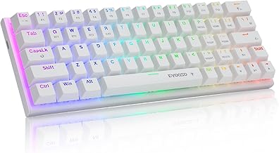 E-Element Gaming Keyboard, 63 Keys, Mechanical Keyboard with Red Axis, Bluetooth, 2.4G Wireless and USB Wired 3 Modes, Rechargeable, RGB LED Backlight, 60% Small, Compact Design, Gaming and Office