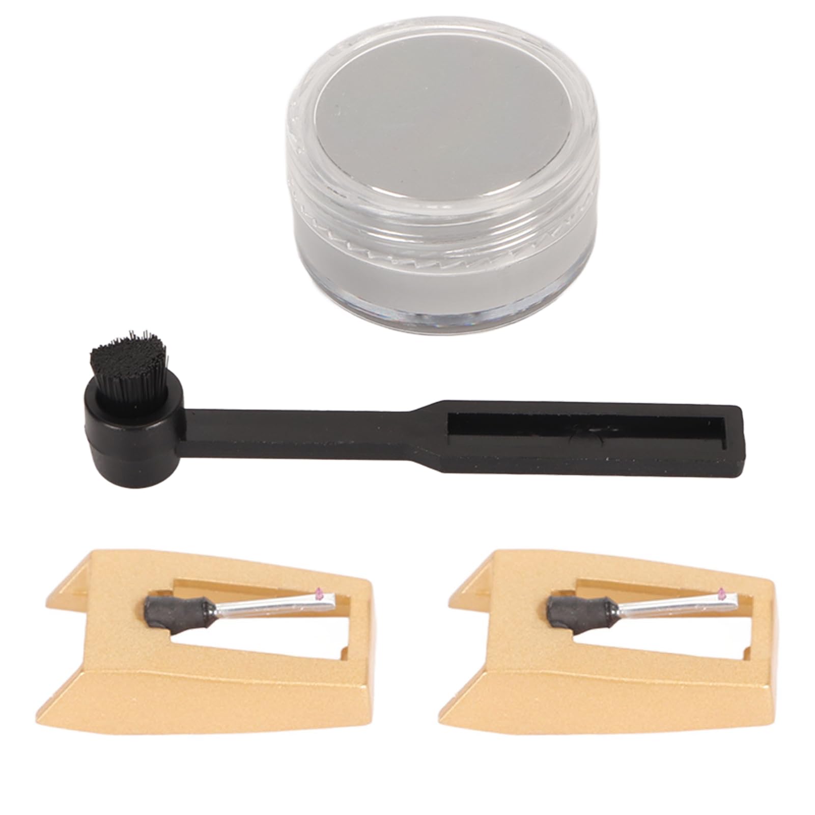 2 Upgraded Gold Plated Record Player Needles Cleaner Kit with Brush, Universal Compatibility, Premium Sound, Easy to Replace, Tracking