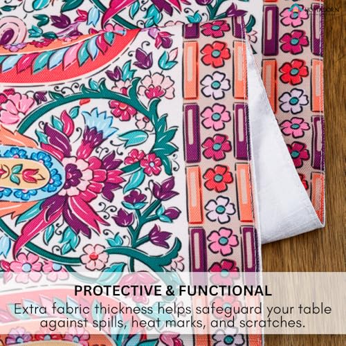Image of HOMADORN Premium Digital Printed Table Runner - Double Layered Durable Fabric, Elegant Dining & Coffee Table Decoration, Fade-Resistant Prints, Easy Care (13x72 Inches ( 6 Seater), Heritage Paisley)