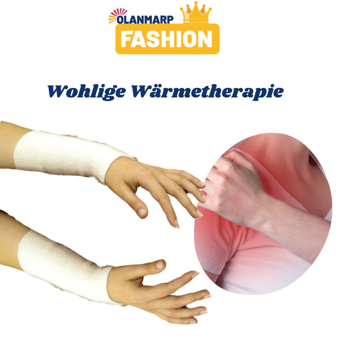 Fashion Angora Chauffe-pouls pour soulager la douleur (paire) – Qualité supérieure – Protégez et réchauffez vos bras, poignets avec de la laine naturelle angora de couleur blanche – Fabriqué