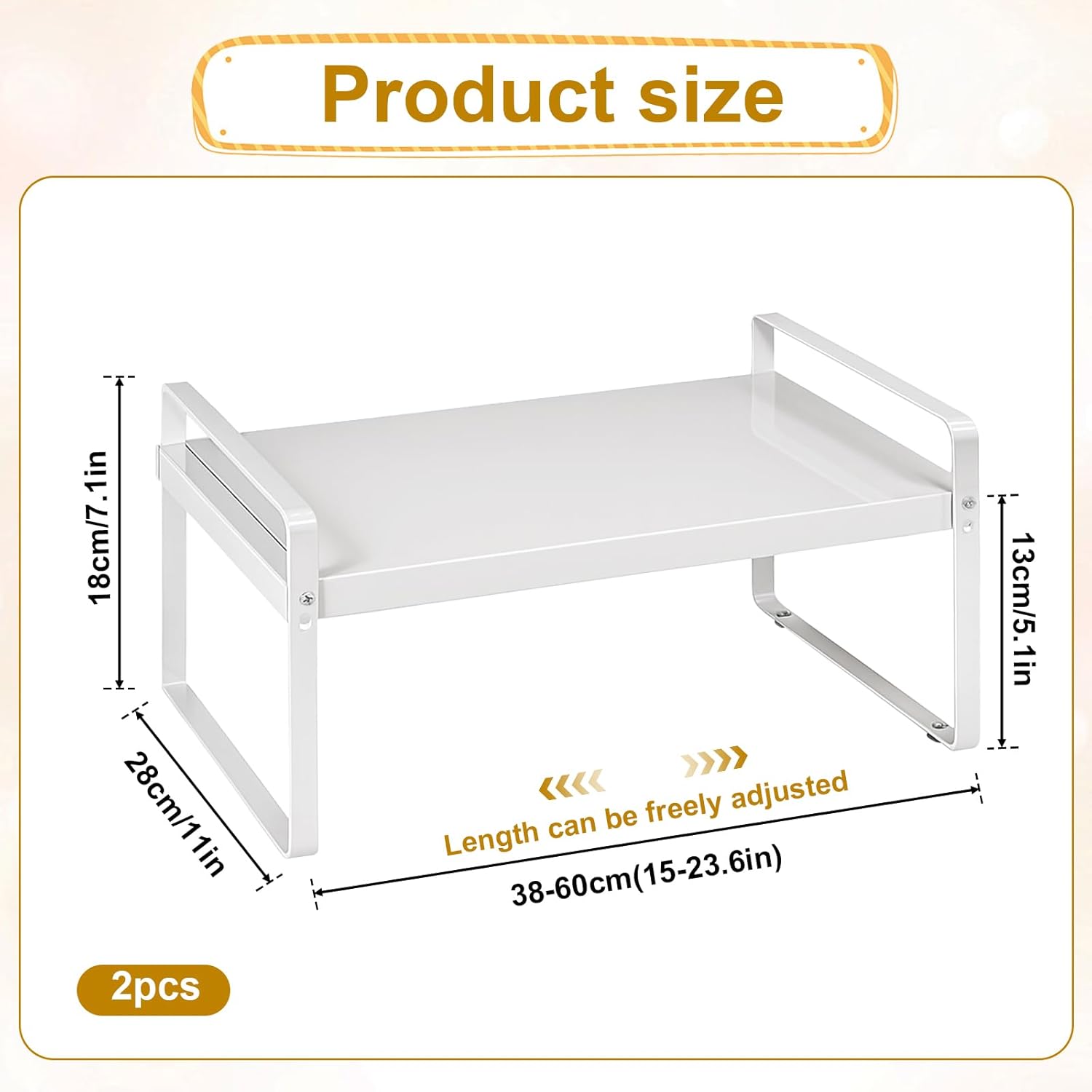 2 Pack Expandable White Shoe Rack Organizer for Closet, Stackable Iron Small Shoe Racks Shelves Space Saving Metal Free Standing Shoes Rack for Closets, Entryway, Front Door, Hallway