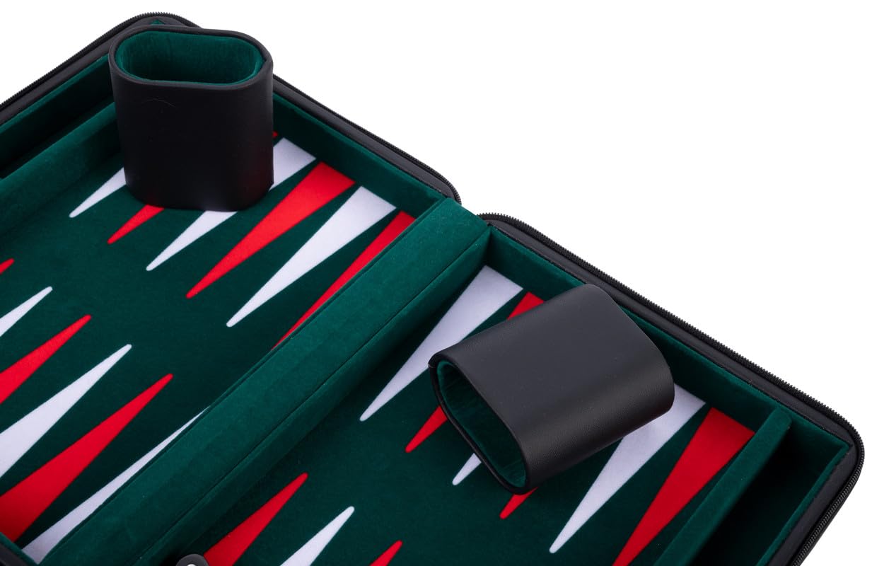 Engelhart Backgammon podróżny 9" zamykany zieleń czerwień biel plansza z filcu gra strategiczna 6+
