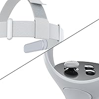 Vista 12 de Correa para la cabeza para auriculares 0culus Quest 2, correa de cabeza ajustable VR con 4 tapas de agarre para el pulgar del controlador - blanco