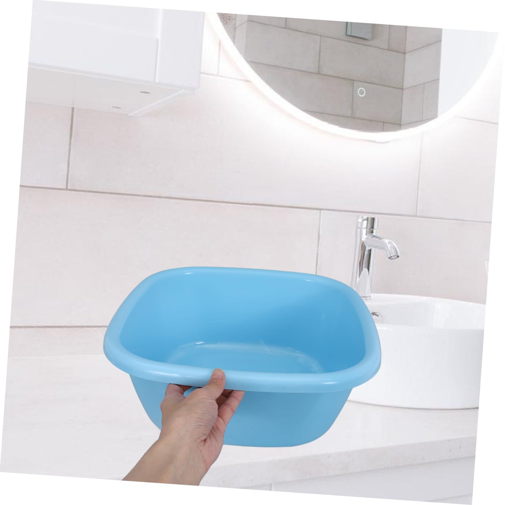 Beaupretty Lot de 3 Bassines Carrées Grand Format en Pp Épais, Bleu, Kaki et Blanc, Bac à Vaisselle pour Évier Cuisine, Lavage Vaisselle et Bassine Multifonction pour Bébé et Usage