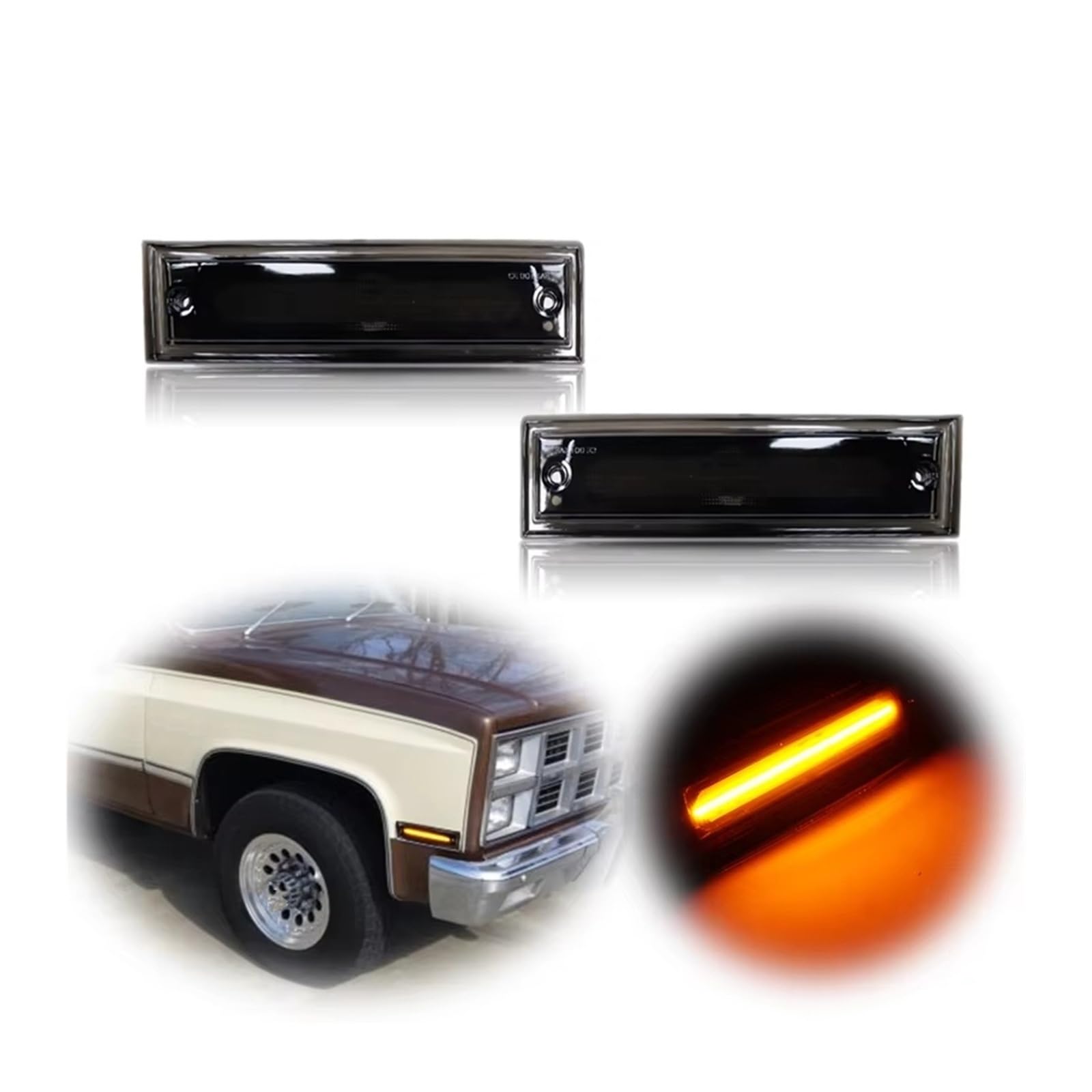 Indicatore Laterale Per GMC Per C1500 Per C2500 Per C3500 Per Jimmy 1981-1991 2x LED Paraurti Anteriore Indicatore Laterale Direzione Lampade Indicatore Direzione Auto