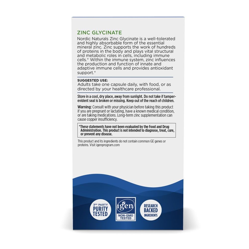 Nordic Naturals Zinc Glycinate 20mg, Highly Absorbable Supplements, 60Count — Amazon image 6